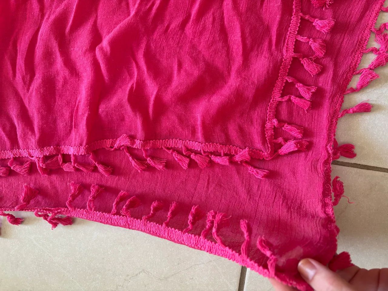Canga saída de praia rosa de Pompom - Foto 3