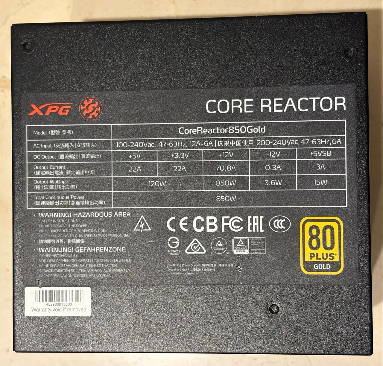 Fonte XPG Core Reactor 850W 80 Plus Gold Full Modular - Foto 2