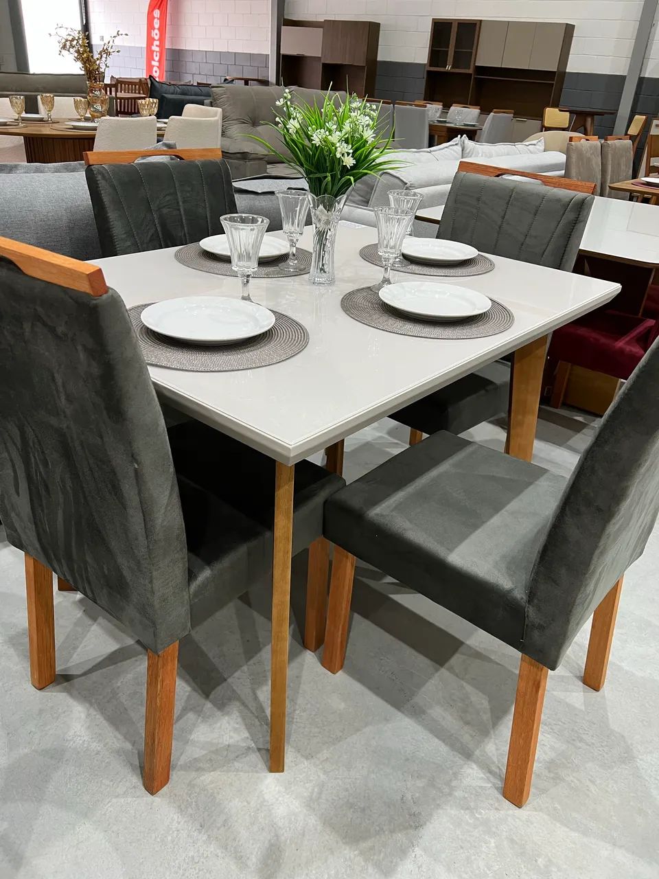 Mesa com Vidro 4 Cadeiras PROMOÇÃO 