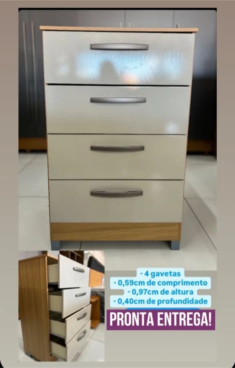 Mega oferta do Dia!! Cômoda 4 gavetas com pés !!