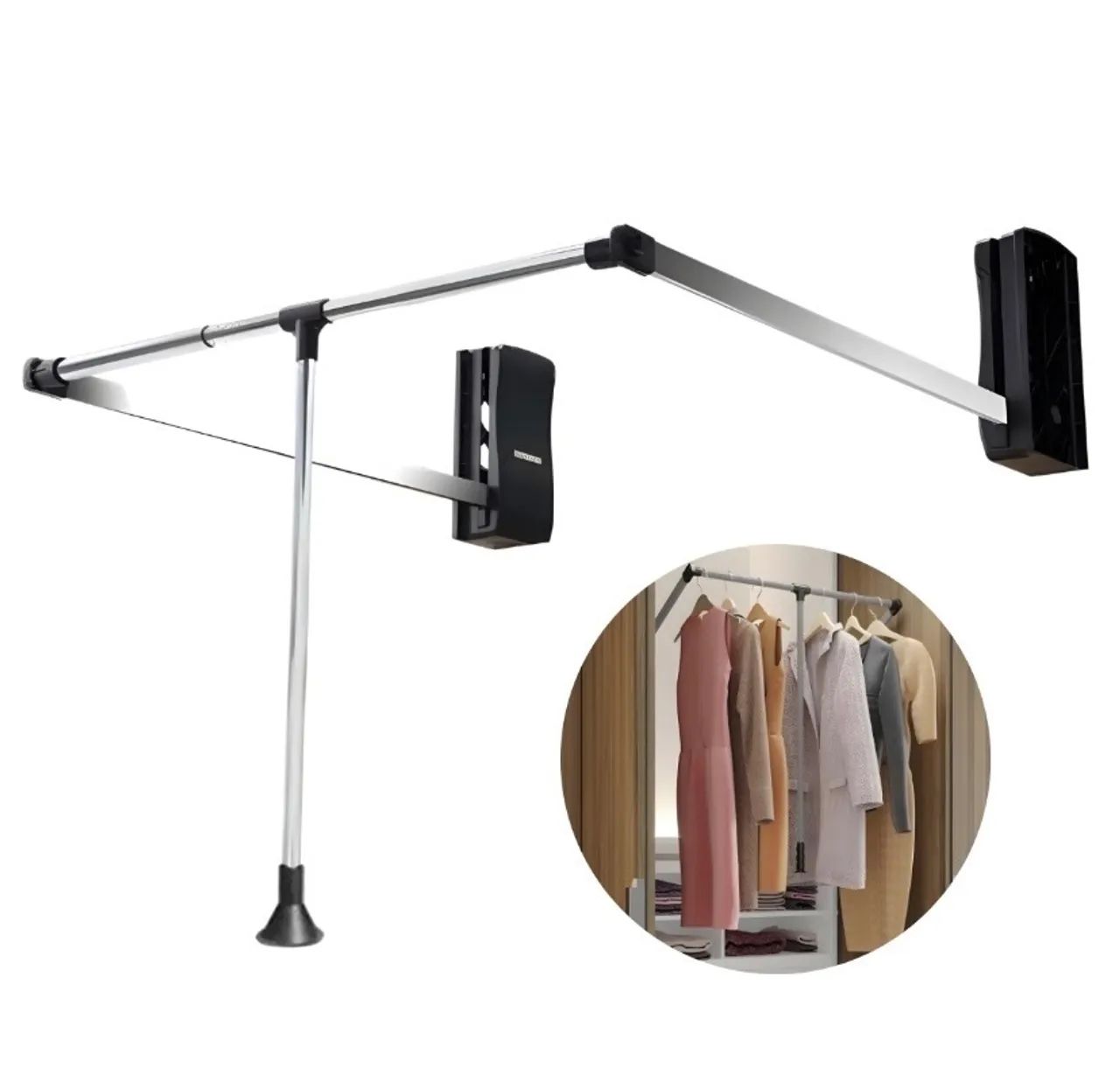 Cabideiro retrátil basculante para guarda roupa - Foto 2