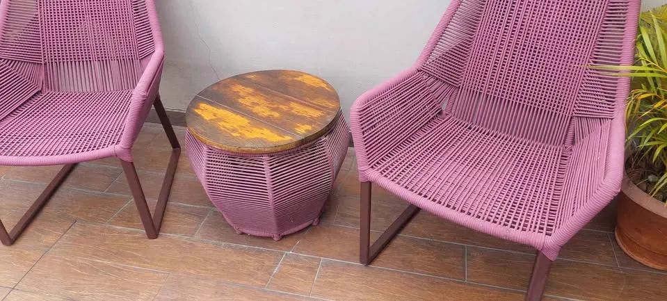 Conjunto com duas poltronas e mesinha de corda náutica - Foto 3
