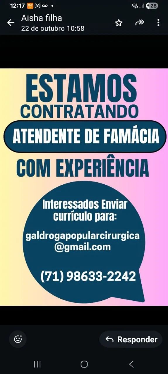 Balconista de farmácia 