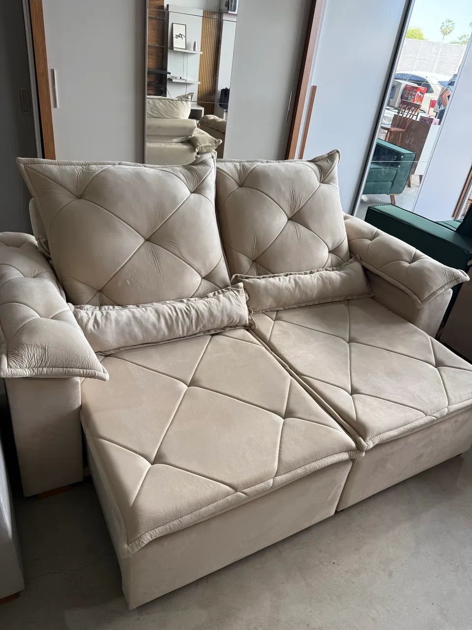Sofa retratil reclinável com pilow top tecido jolie em Promoção! - Foto 4