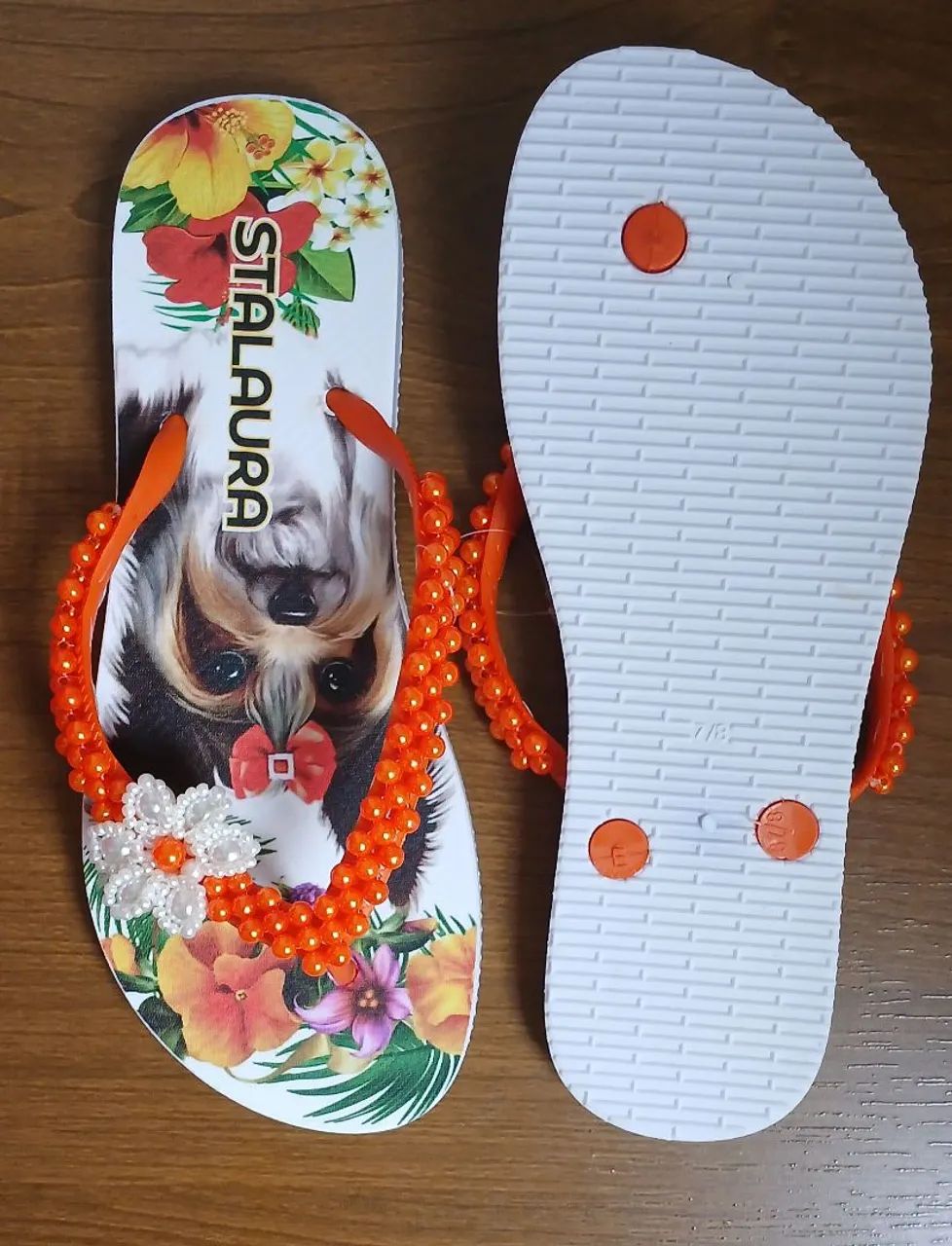Chinelo Feminino Bordado Decorado com Pérolas  - Foto 5