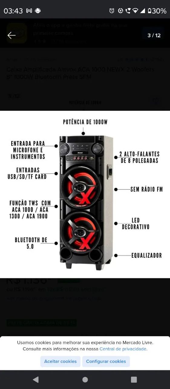 CAIXA AMVOX ACA 1000 WRMS  - Foto 3