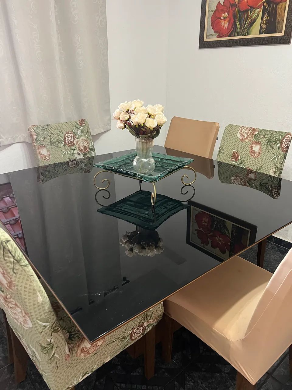 Mesa de vidro com pé madeira  - Foto 3