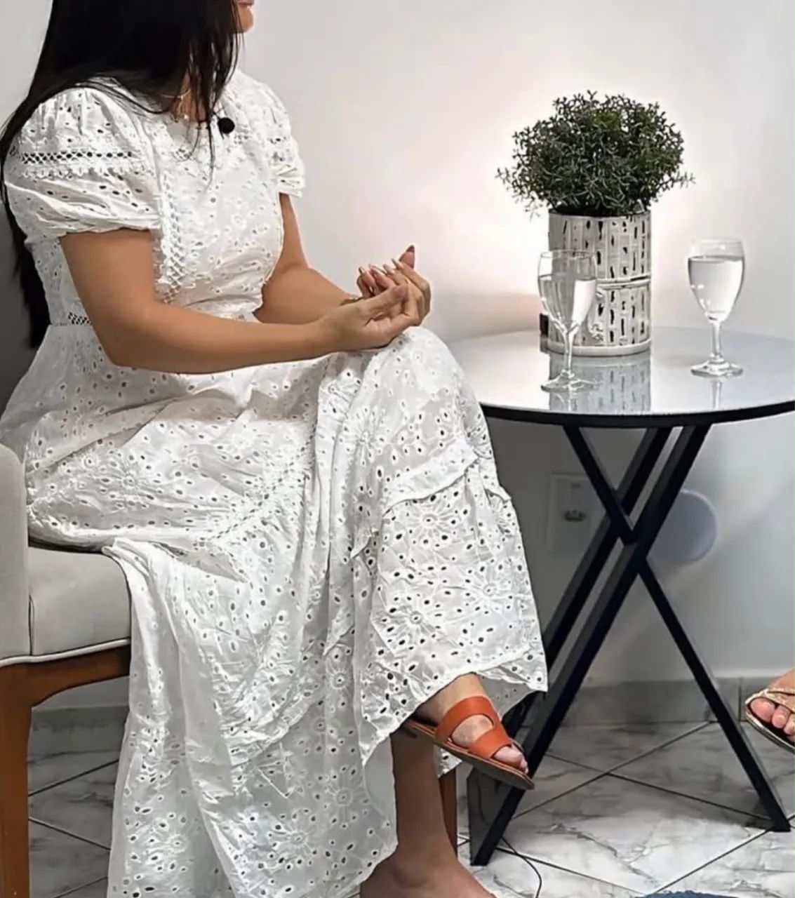vestido longo laise branco romântico