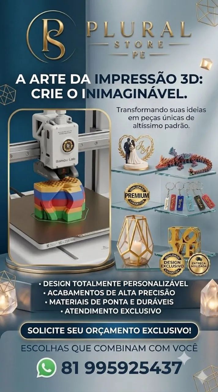 Impressão 3D Aquarismo/Confeitaria/Brindes/Decorações