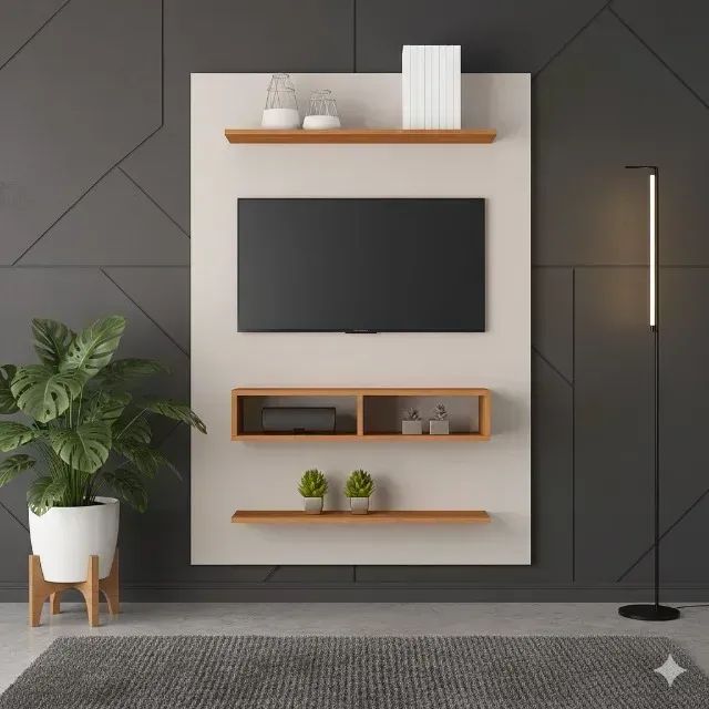 Painel Vertical Byte Viero - Off White/Mel - NOVO