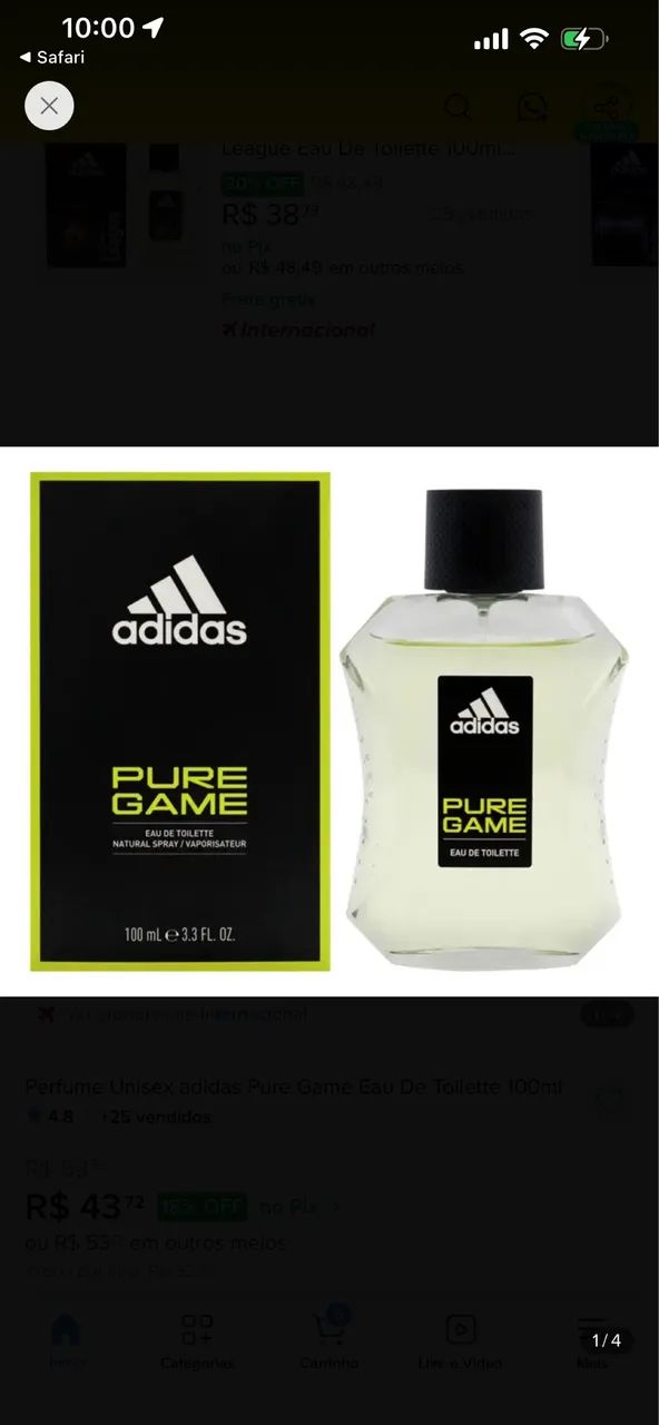 Perfume Adidas Pure Game Eau de Toilette 100ML