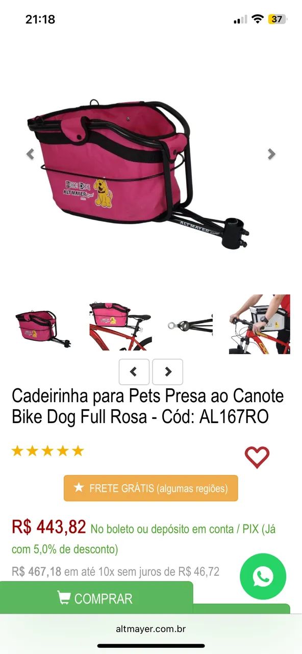 Cadeirinha Bike Dog Altmayer Grande Rosa - Foto 2