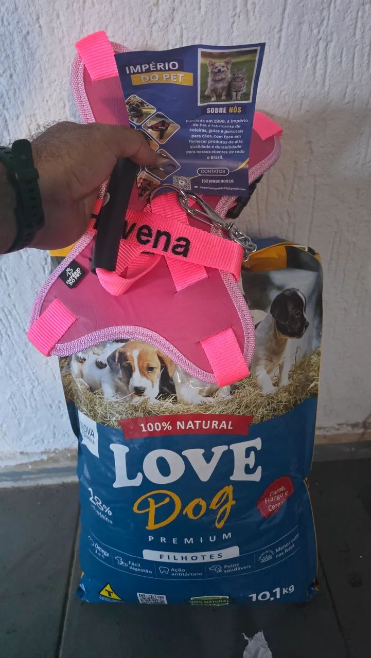 Ração + coleira peitoral