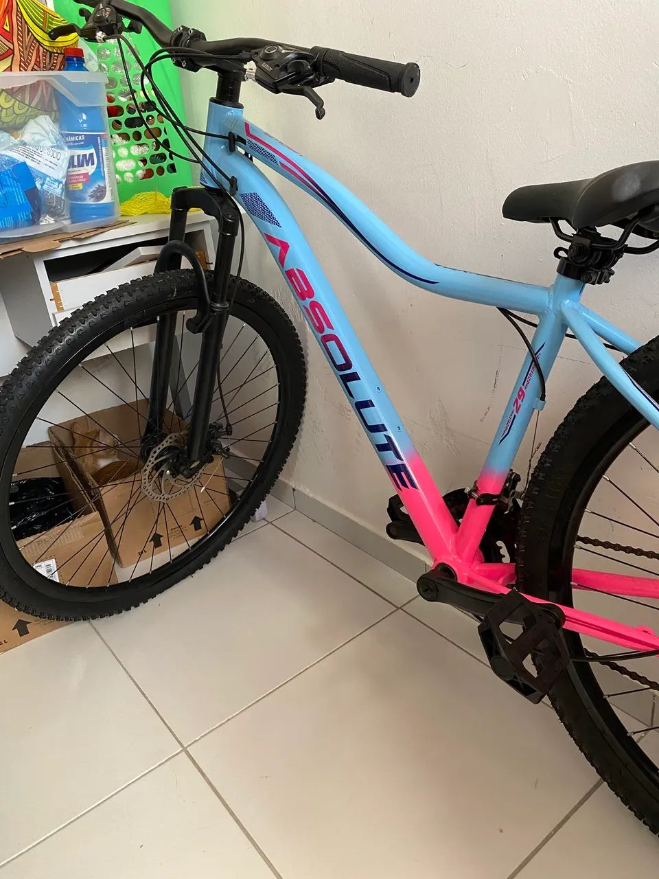 Bicicleta Absolute Aro 29 Feminina Azul/Rosa - NOVA, SEM USO - Foto 5