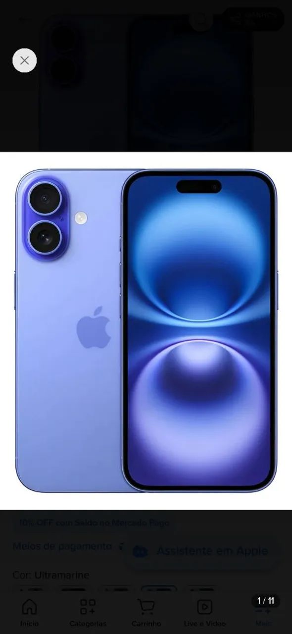 Apple iPhone 16 (128 GB) - Ultramarine - Distribuidor Autorizado