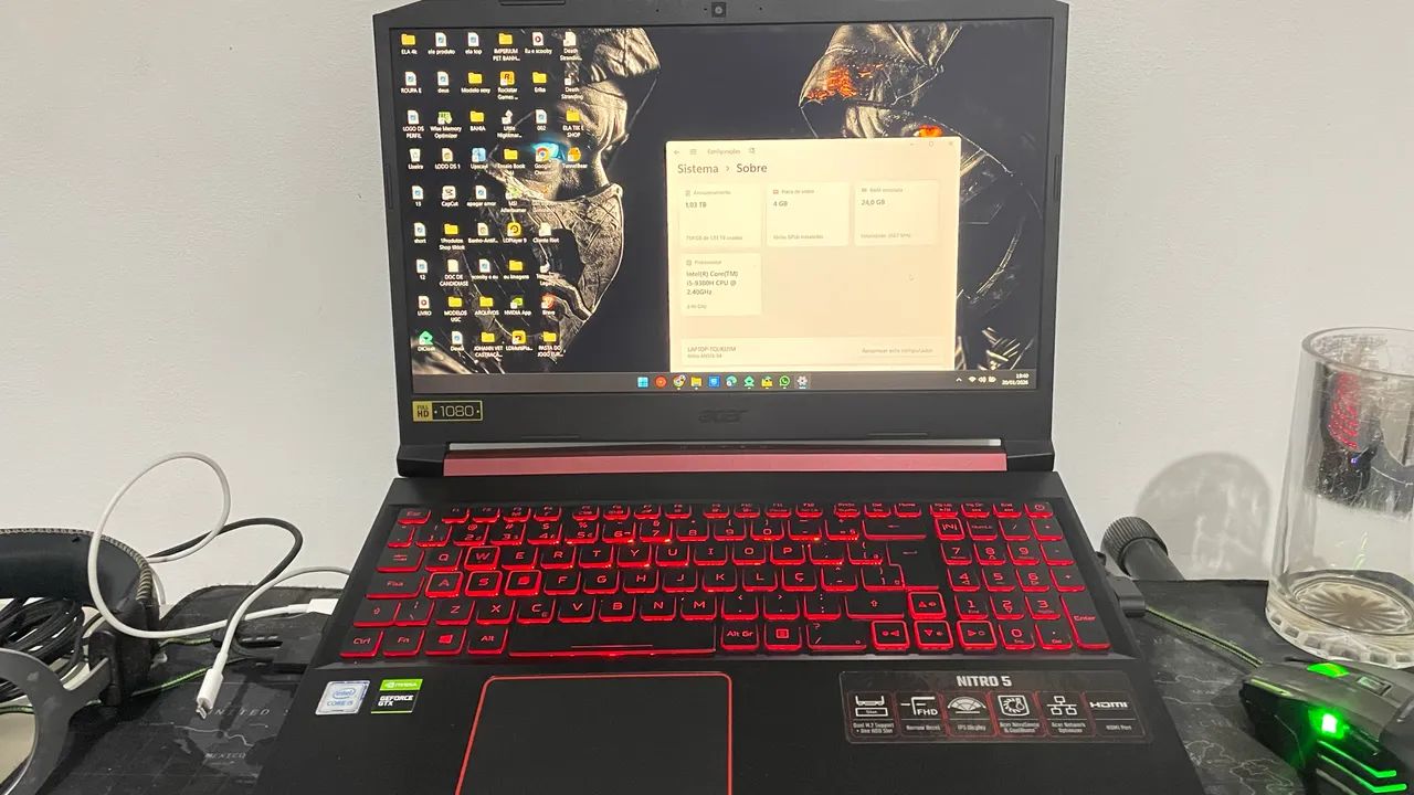 Notebook Acer Nitro 5 - GTX 1650 - Core i5 - 24GB RAM - 120GB SSD - 17 polegadas - Foto 3