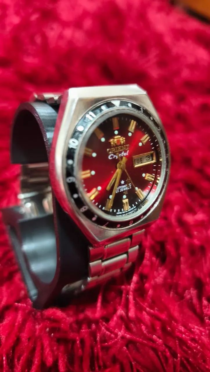 Relógio Orient Automático Vintage Vermelho Bordo  - Foto 3