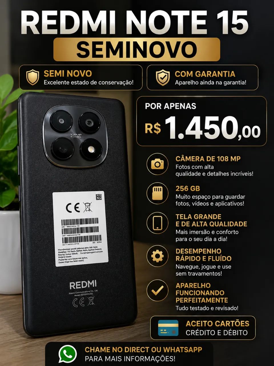 Redmi note 15 semi novo na garantia