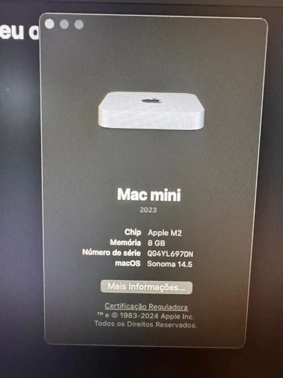 MAC MINI 2023 - M2 - 8GB RAM E 512GB DE ARMAZENAMENTO