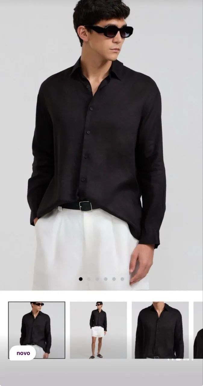 Camisa puro linho preta - Foto 3