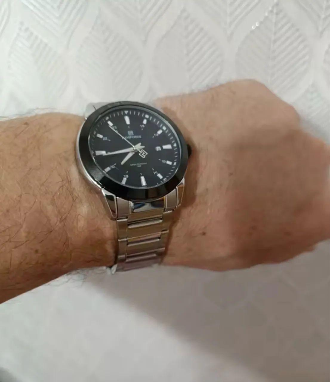 Relógio Masculino NAVIFORCE NF8029 Original Prata Mostrador Preto em Aço - Foto 2