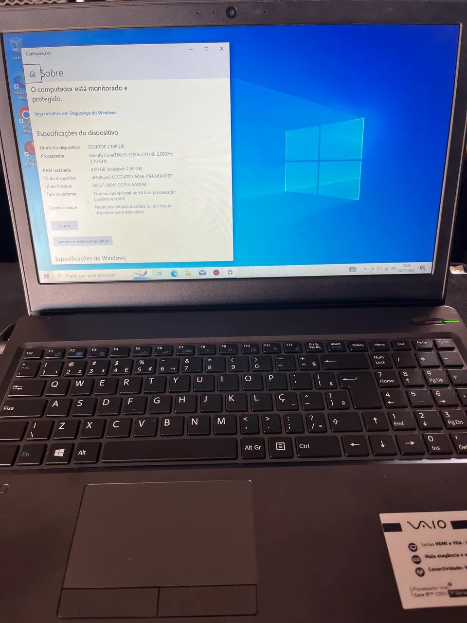 Notebook Sony i5 7a impecável  - Foto 3