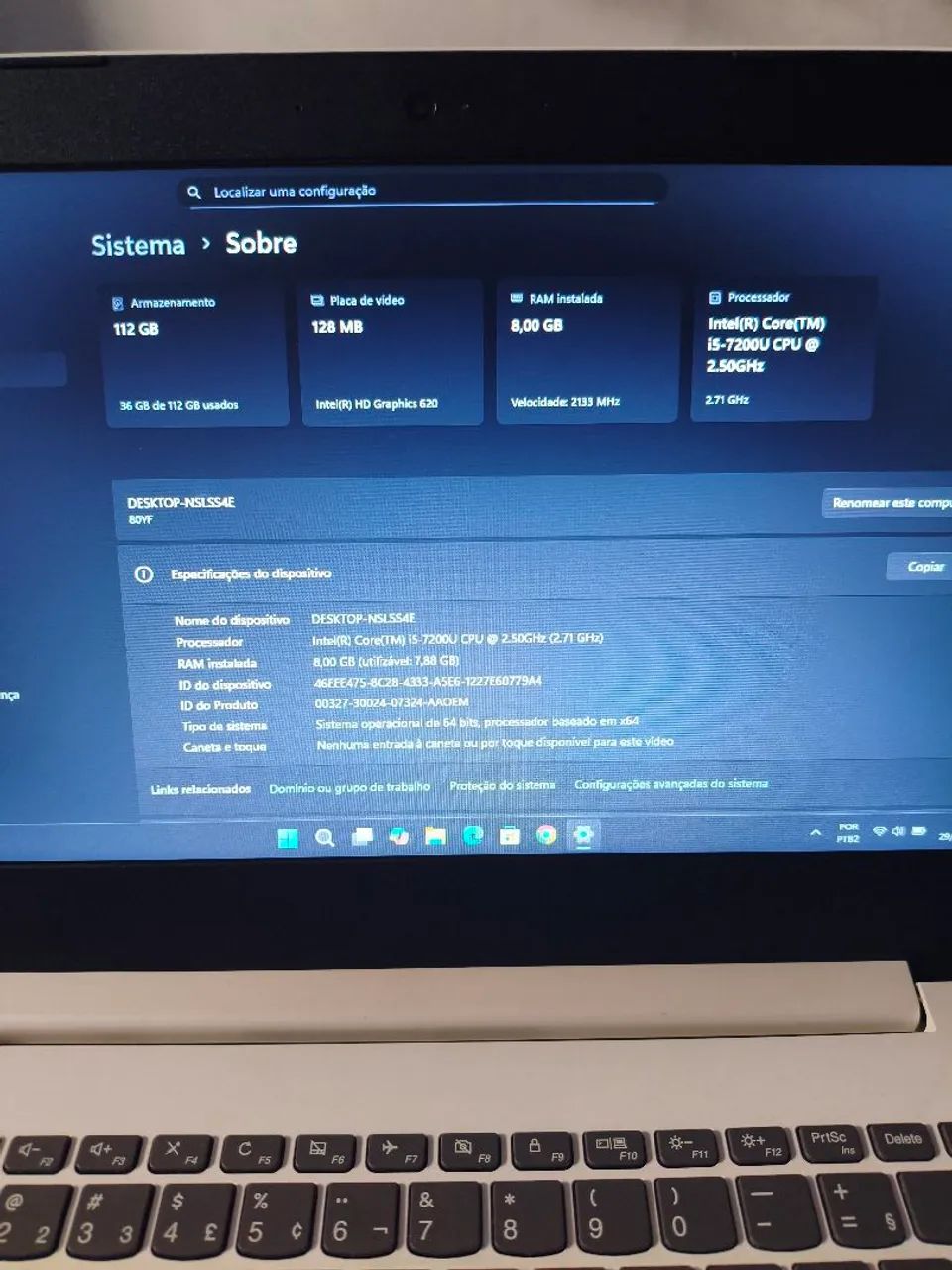 Notebook Lenovo, processador Intel i5 de 7° gen, ,com SSD Ideal para trabalho  - Foto 4