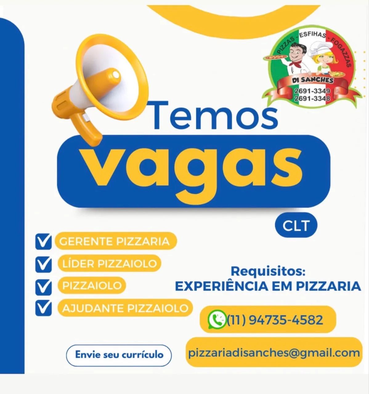 Pizzaiolo em São Mateus zona leste 