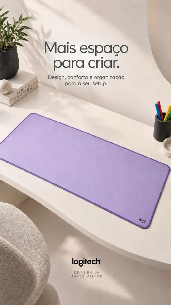 Mousepad Desk Mat Logitech 300x700mm Lilás  - Foto 2