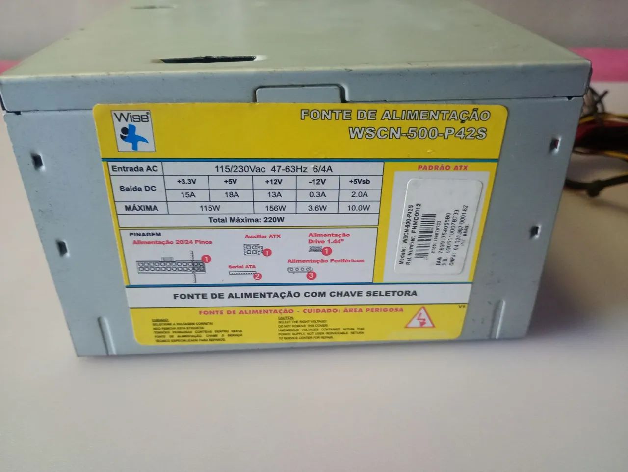 fonte para Pc wscn-500-p42s 220wats funcionando perfeitamente 