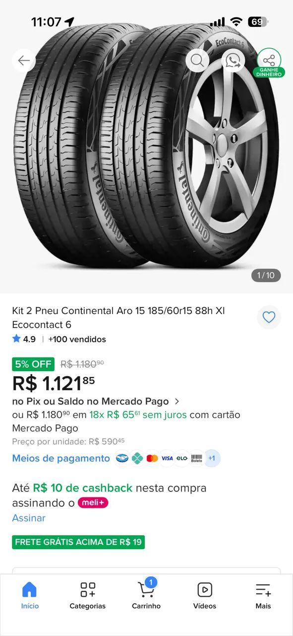 Pneu 185/60-15 continental  - Foto 3