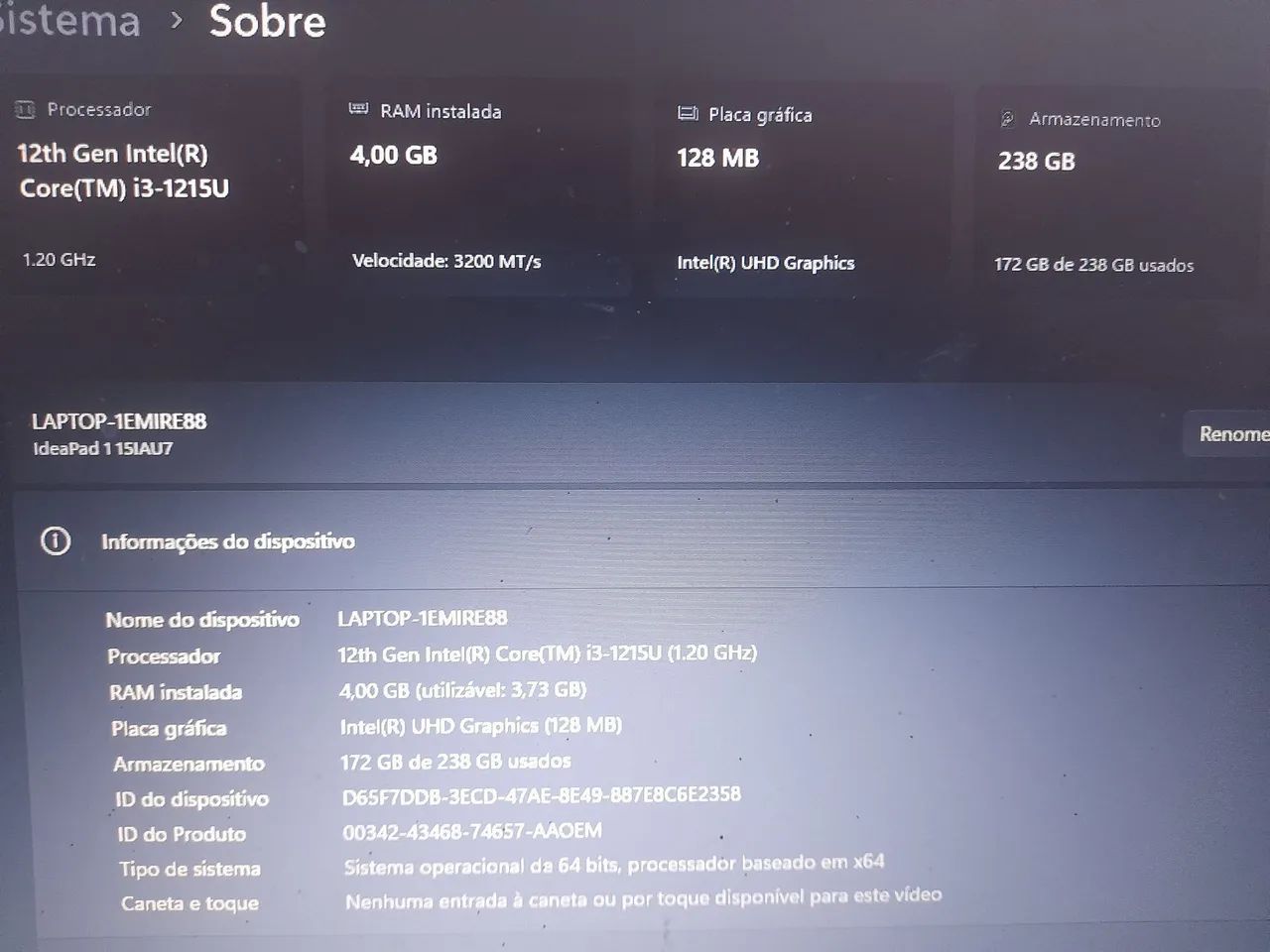 Notebook ideapad 1 256gb 4gb ram I3-1215U - Foto 5