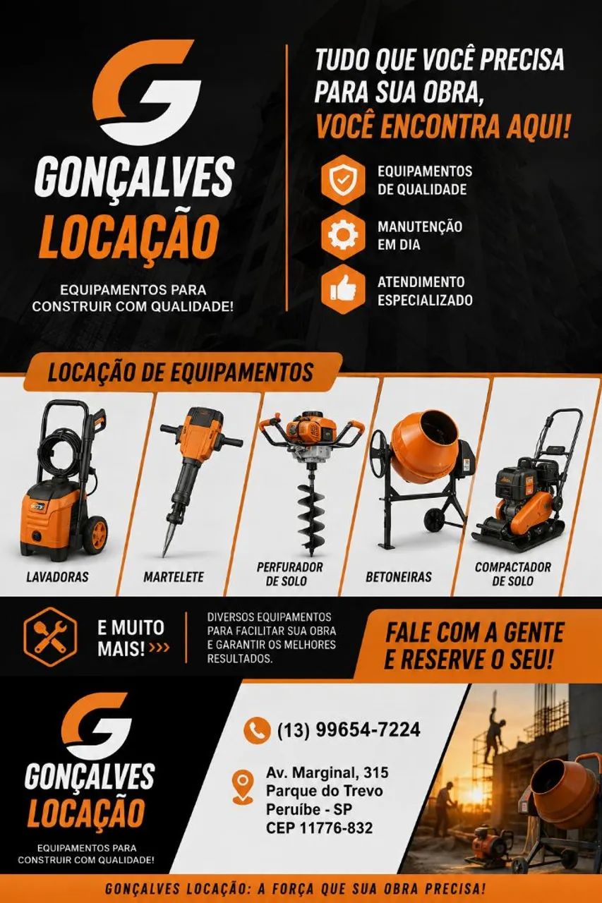 Localização de equipamentos de Construção,  Peruíbe, Itanhaém e Região 