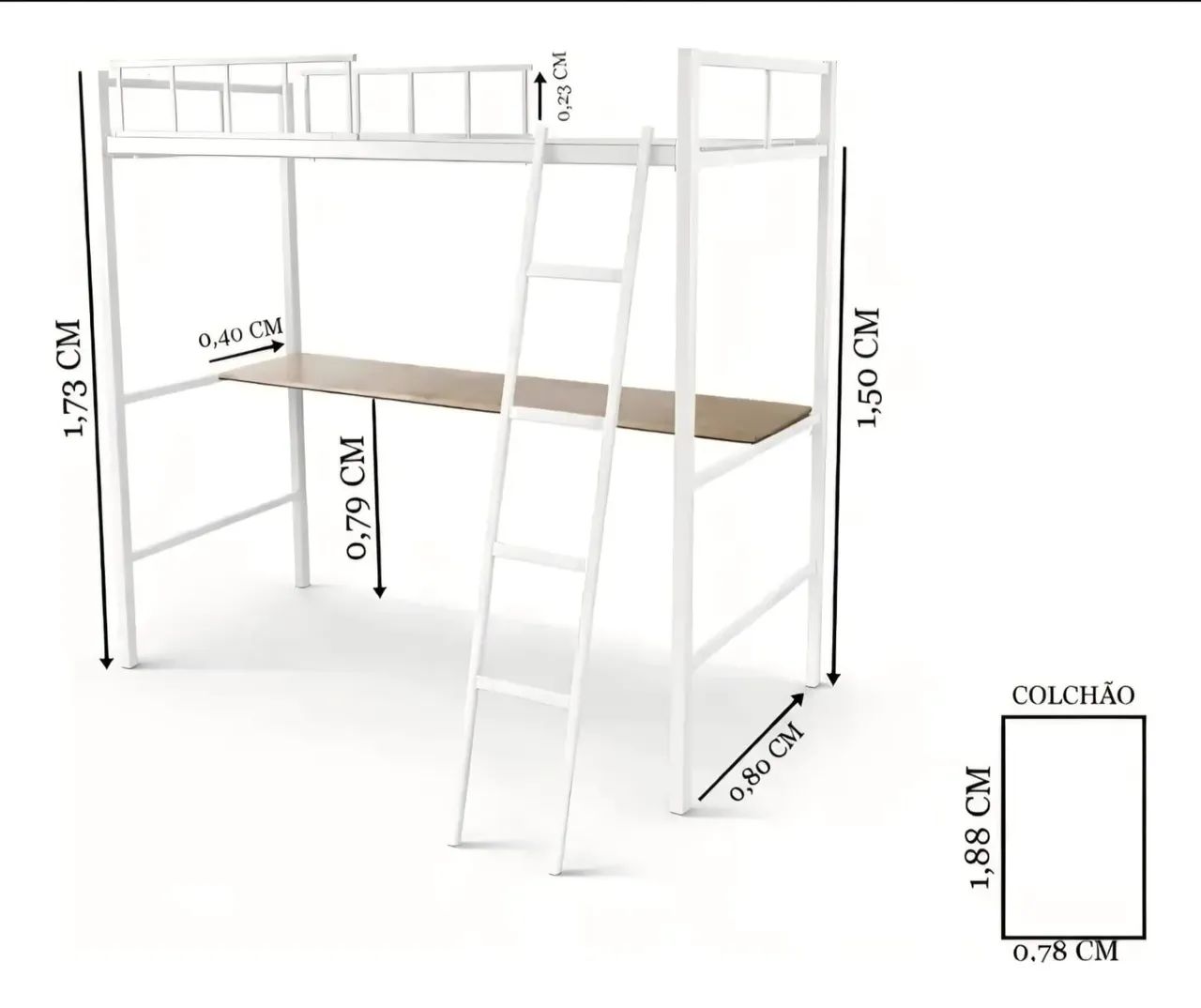 Cama suspensa com Escrivaninha - Foto 2