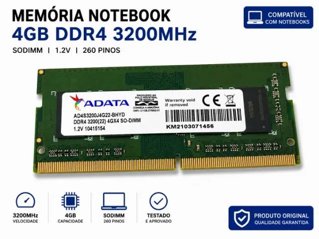 MEMÓRIA RAM DDR4 4GB 3200MHZ ADATA        
