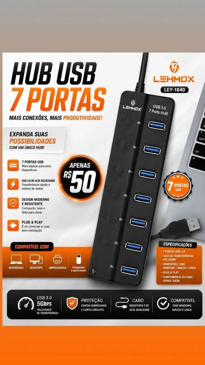 HUB USB 7 porta 