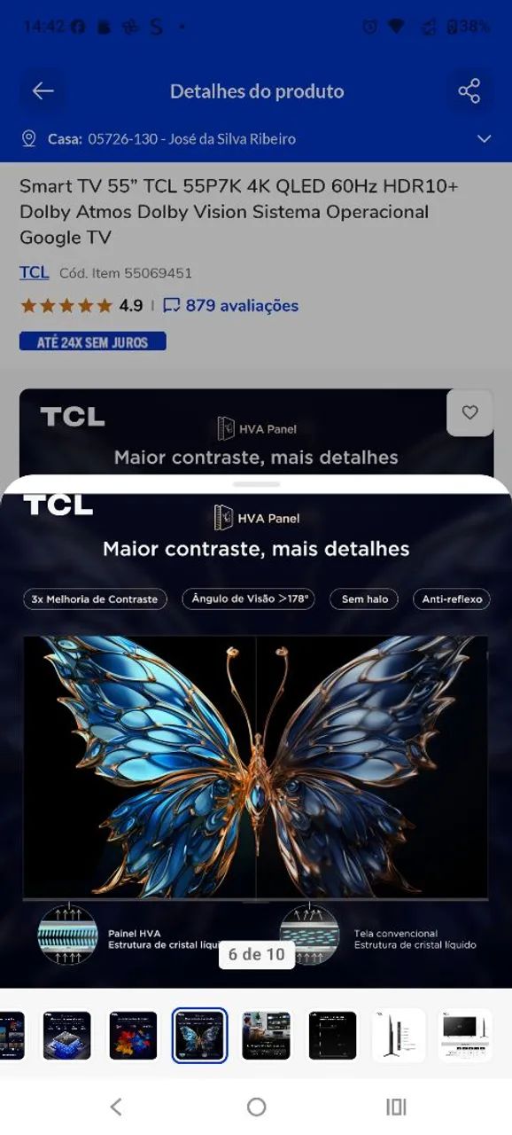 Tv 55 Polegadas Tcl Qled pk7 - Foto 2