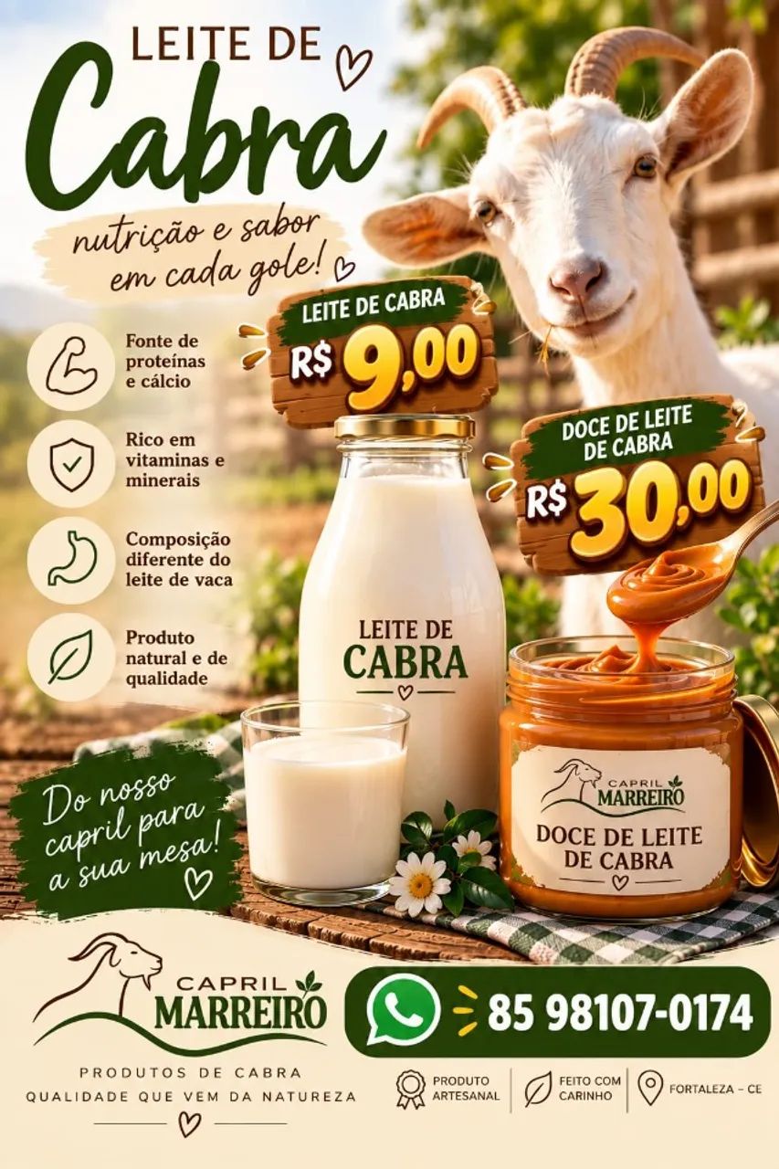 Leite de cabra e doce de leite de cabra