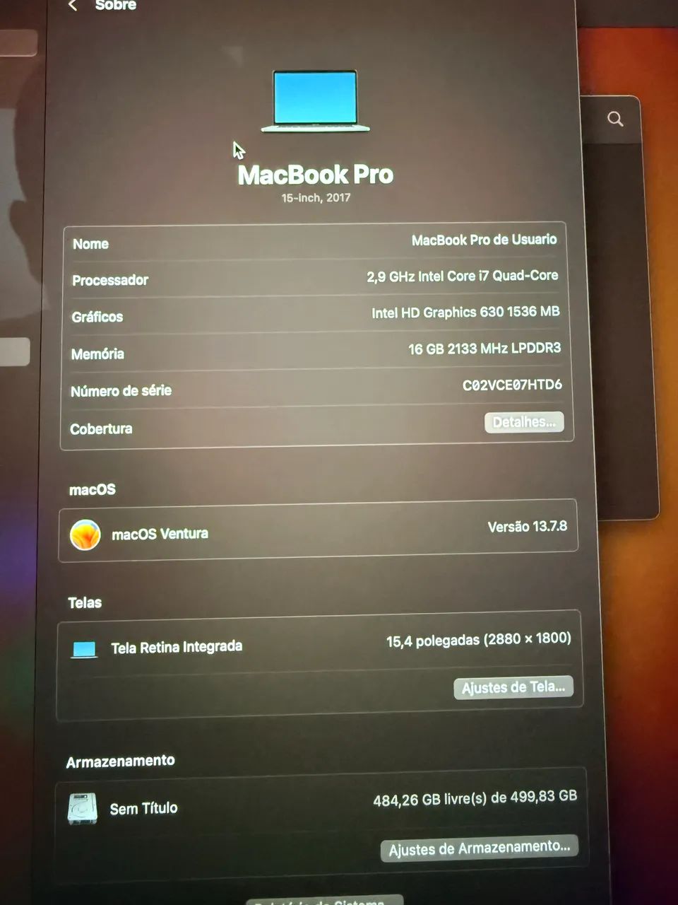 MacBook Pro 2017 I7 16Gb 512Gb - Notebooks - Parque Alexandre