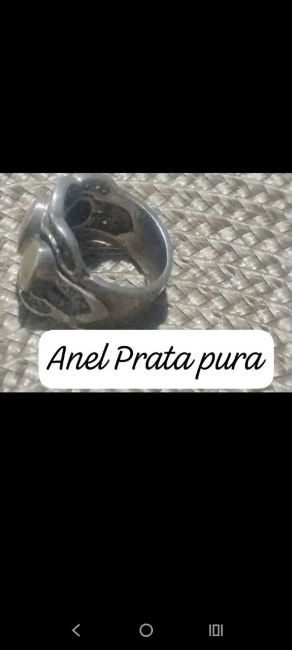 Anel de prata com detalhes em ouro
