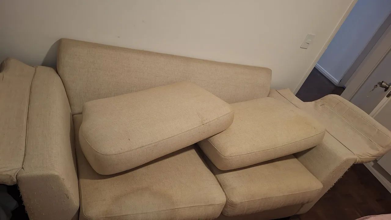 Sofá 3 Lugares em Linho Bege - Muito Confortável - Foto 3