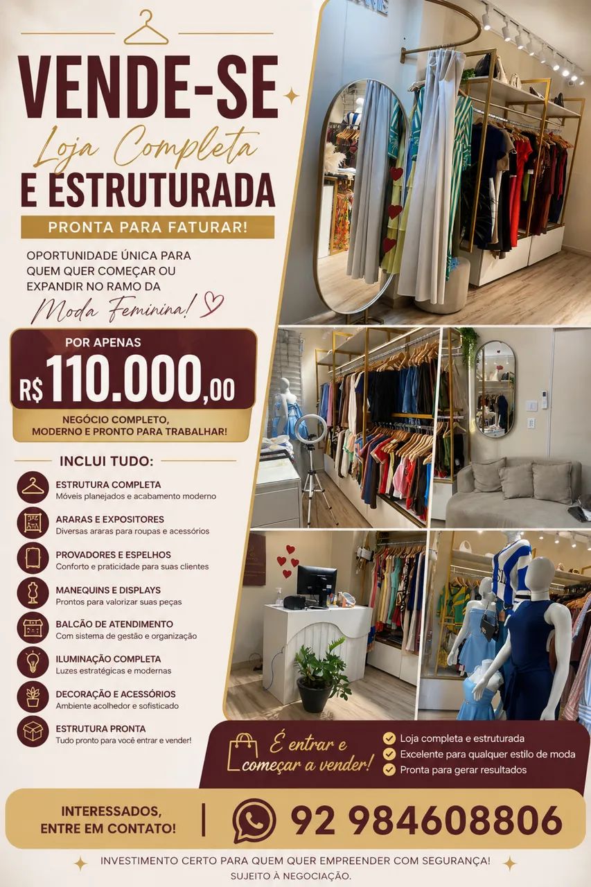Vendo uma loja completa para só começar e trabalhar 