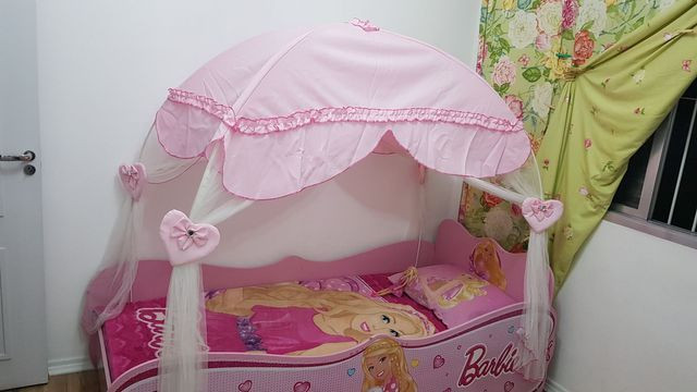 Cama Barbie Star Com Dossel Pura Magia - Rosa