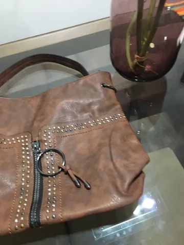 Bolsa marrom sintética  - Foto 5