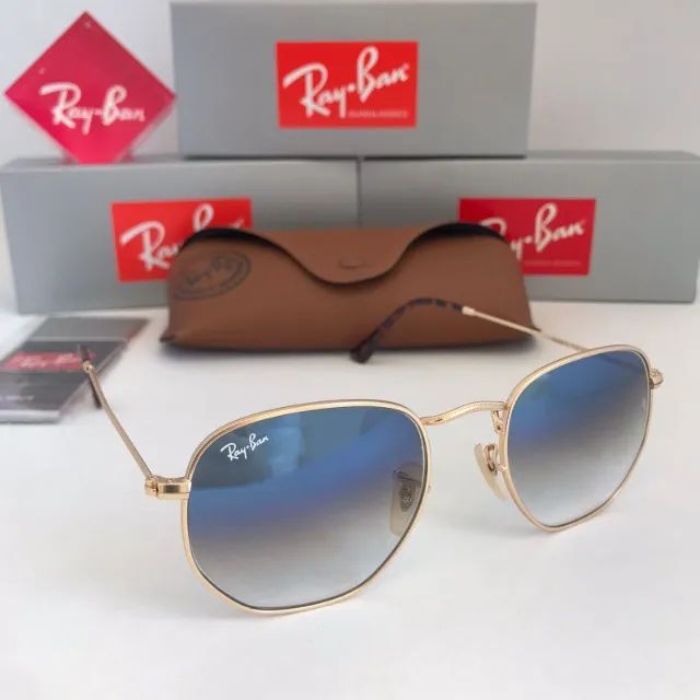 Óculos Ray ban Hexagonal Blue Lentes de cristal - Foto 5