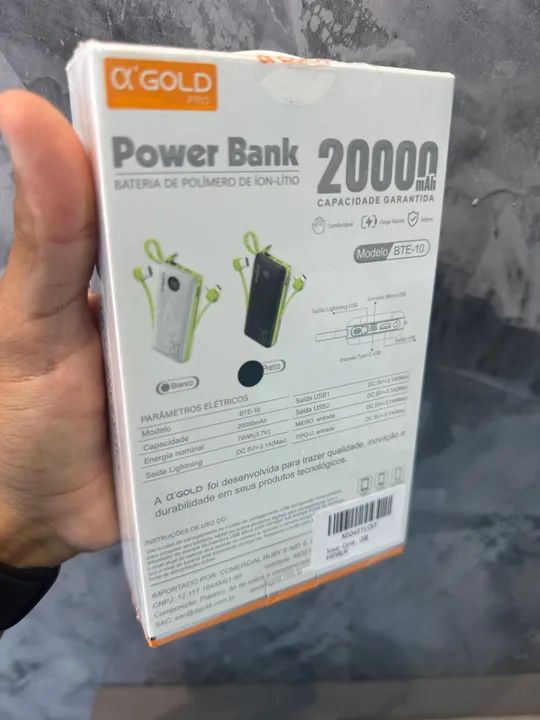 Carregador Agold BTE-10 usb powerbank,portátil com cabo carregamento rápido - Foto 2
