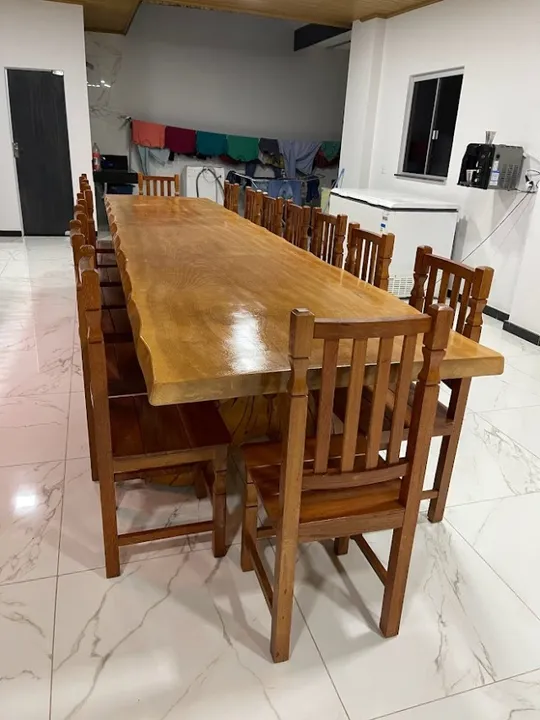 Conjunto de Mesa Rústica 3mts com bancos