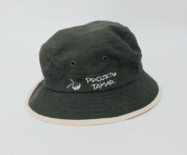 Chapeu Pescador - Projeto Tamar- Original cor Verde Selva com Aba em Tecido cru