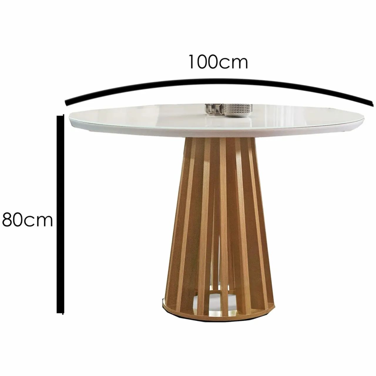 Mesa de Jantar Redonda Base Ripado tt644 - Foto 3