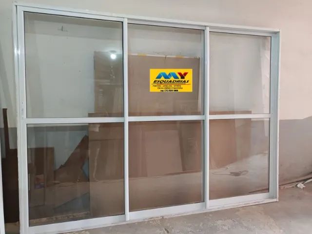 Porta 3 planos aluminio branco